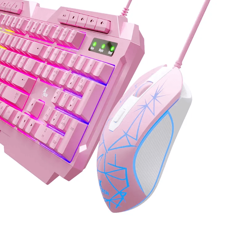 Combo XTECH Alámbrico Teclado + Mouse XTK-540S Gaming Rosado