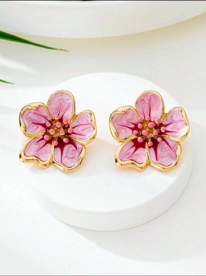 Pendiente flor de rosa 