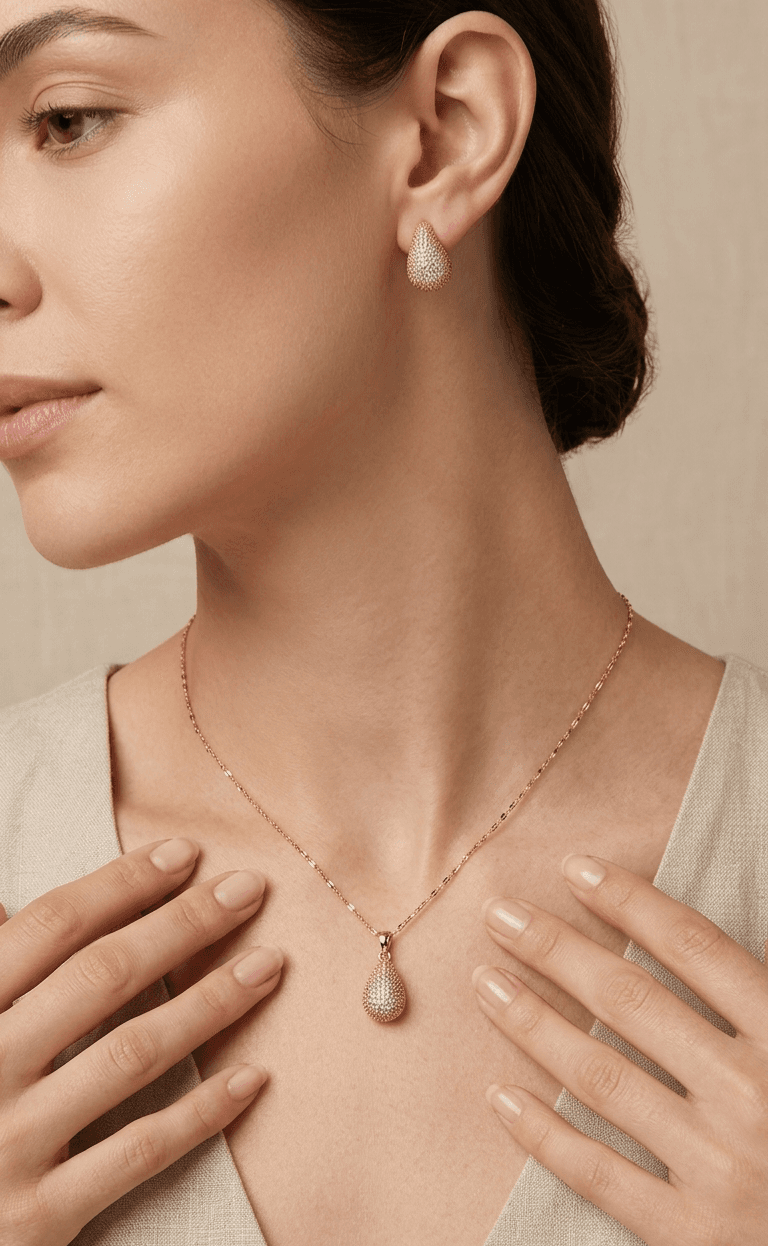 Set de collar y aretes con circonia