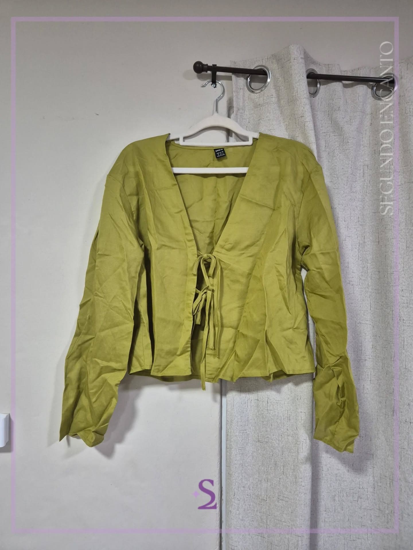 Blusa manga larga con nudos delanteros M