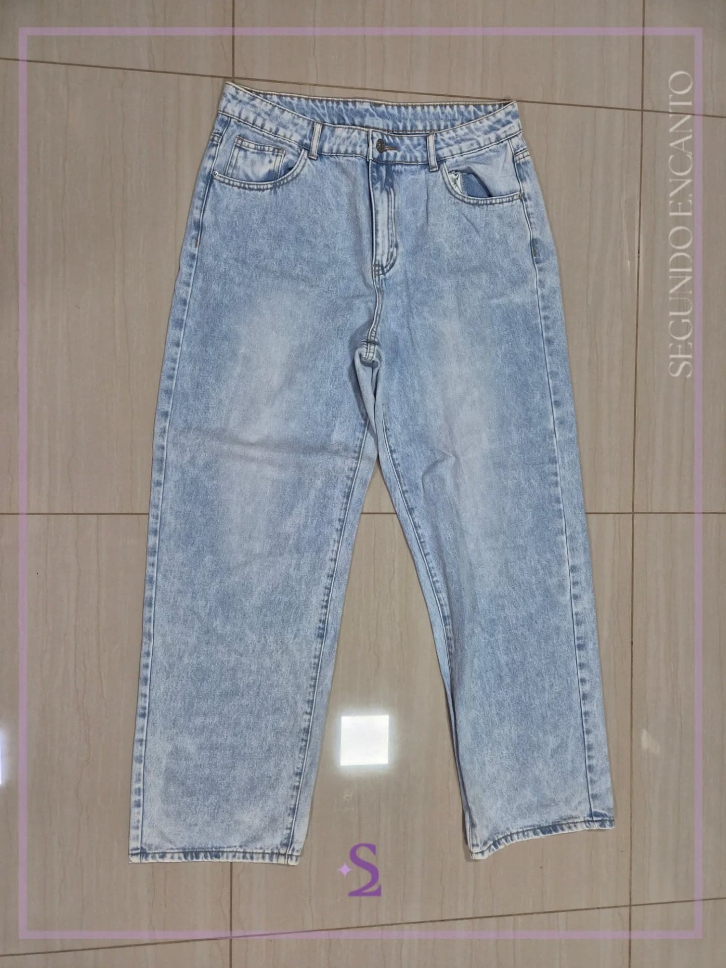 Jeans recto nuevo celeste lavado 32 (L-XL)