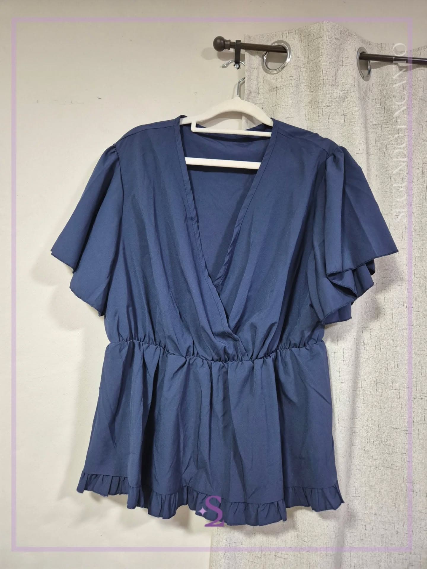 Blusa azul cuello V 1XL