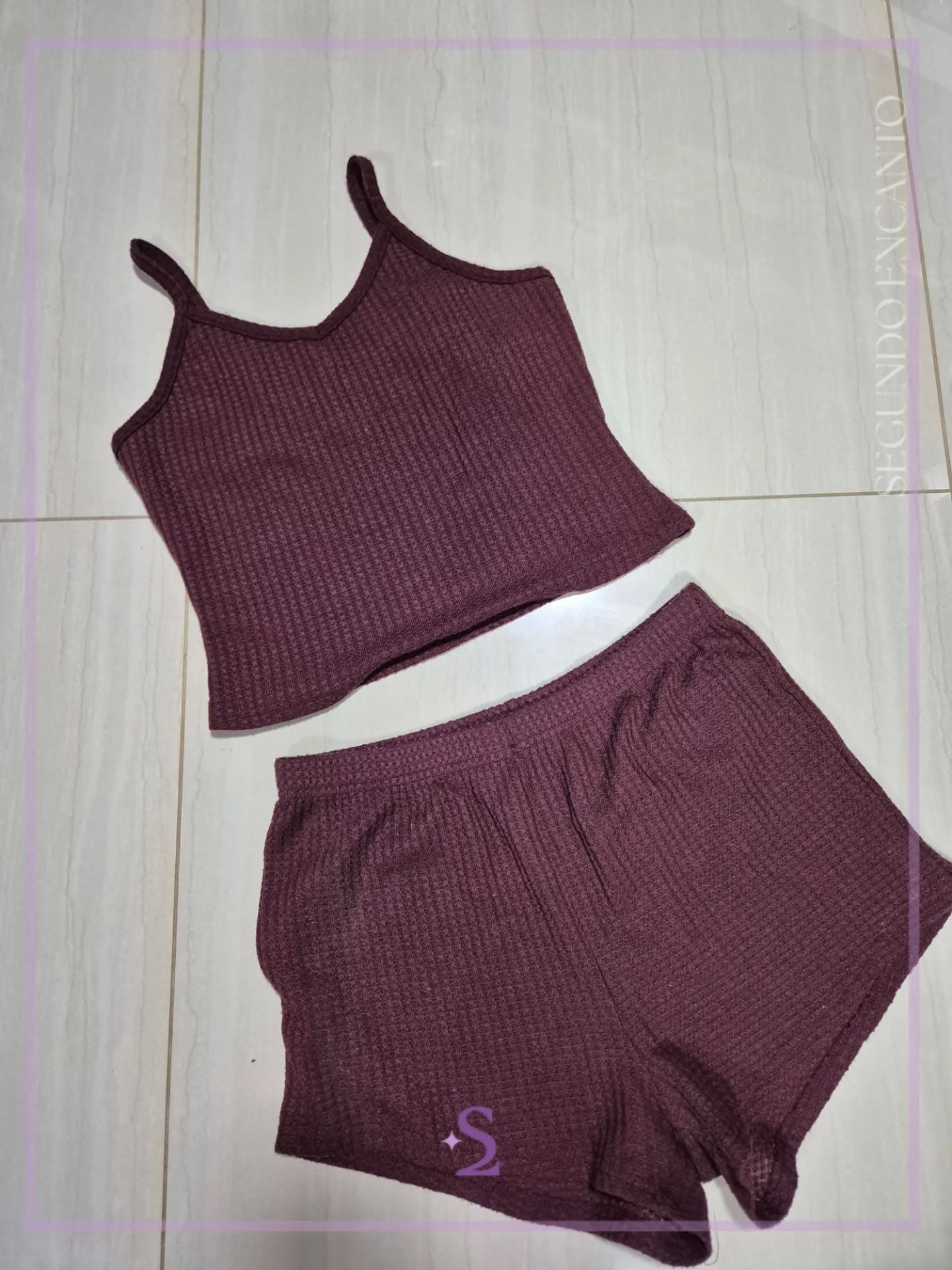 Set pijama vino tela wafle L