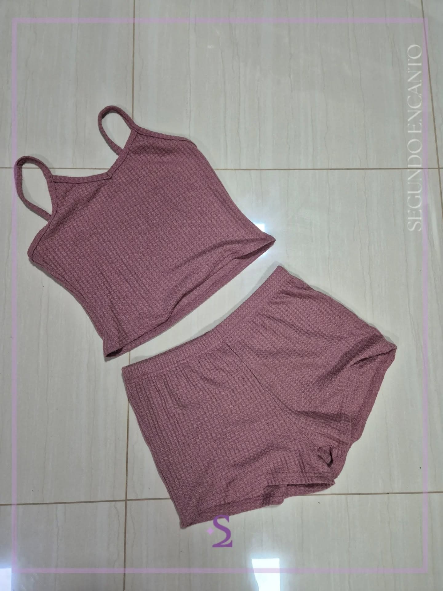 Set pijama rosado tela wafle L