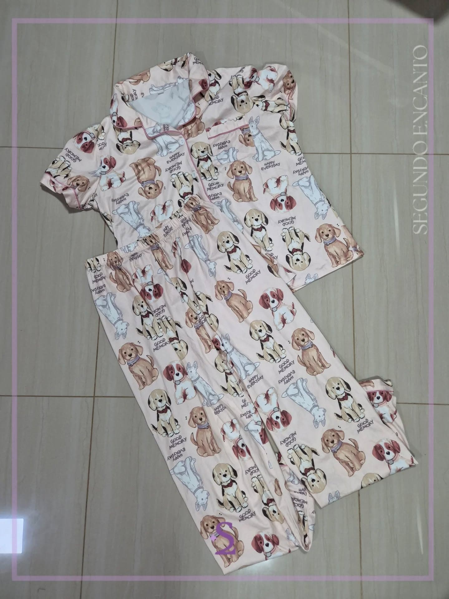 Set de pijama camisa y pantalon perritos L