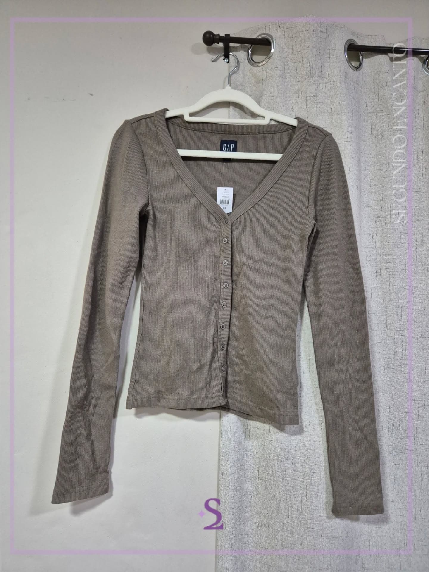 Camisa marron manga larga de botones XS
