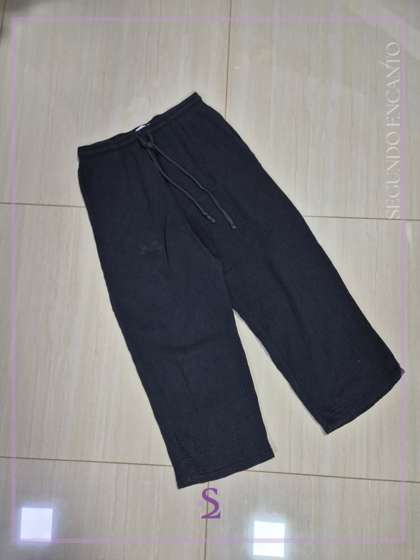 Pantalon de algodon color negro S