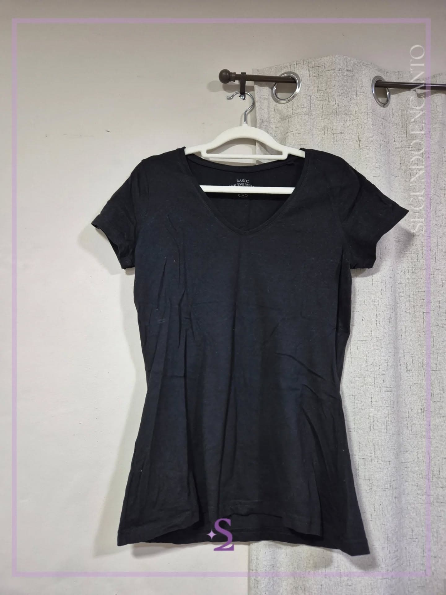 Camisa de algodon color negro M
