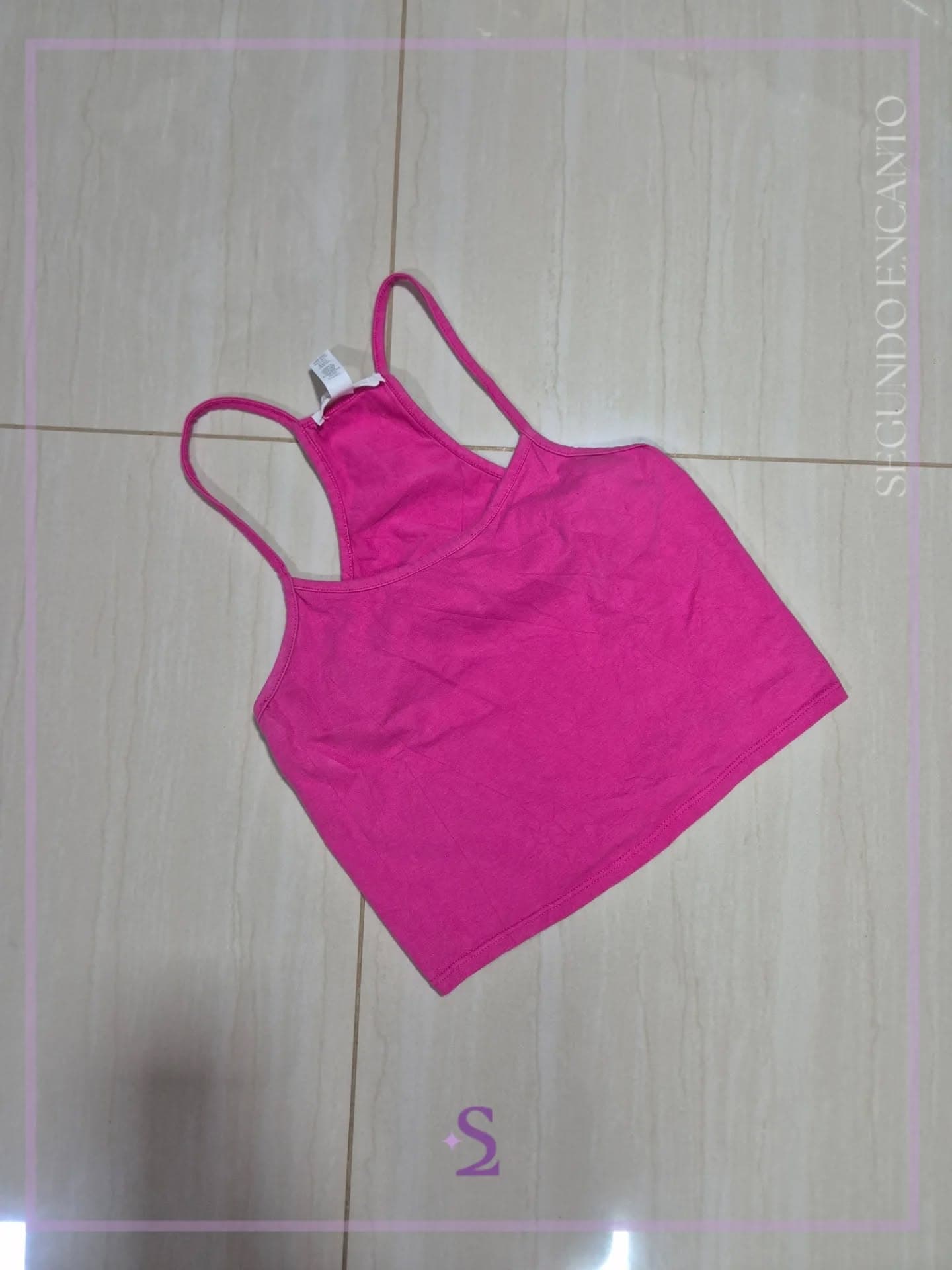 Crop top basico fucsia S