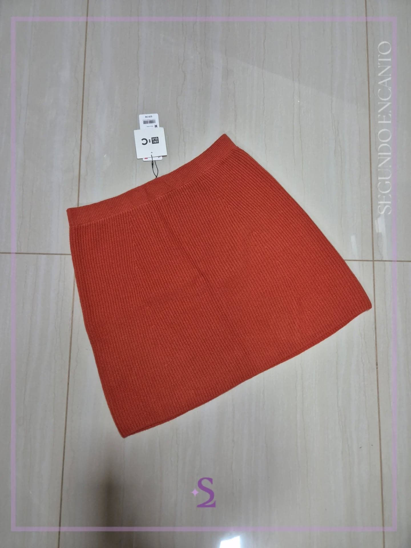 Falda naranja de 100% lana Uniqlo L