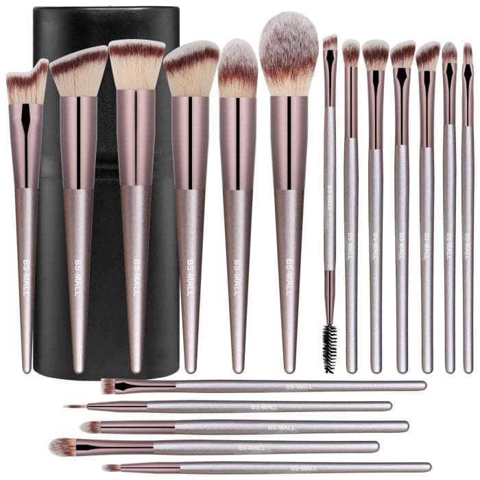 Juego de 18 brochas de maquillaje, base sintética de alta calidad, correctores de polvo, sombras de ojos, brochas de maquillaje con estuche negro