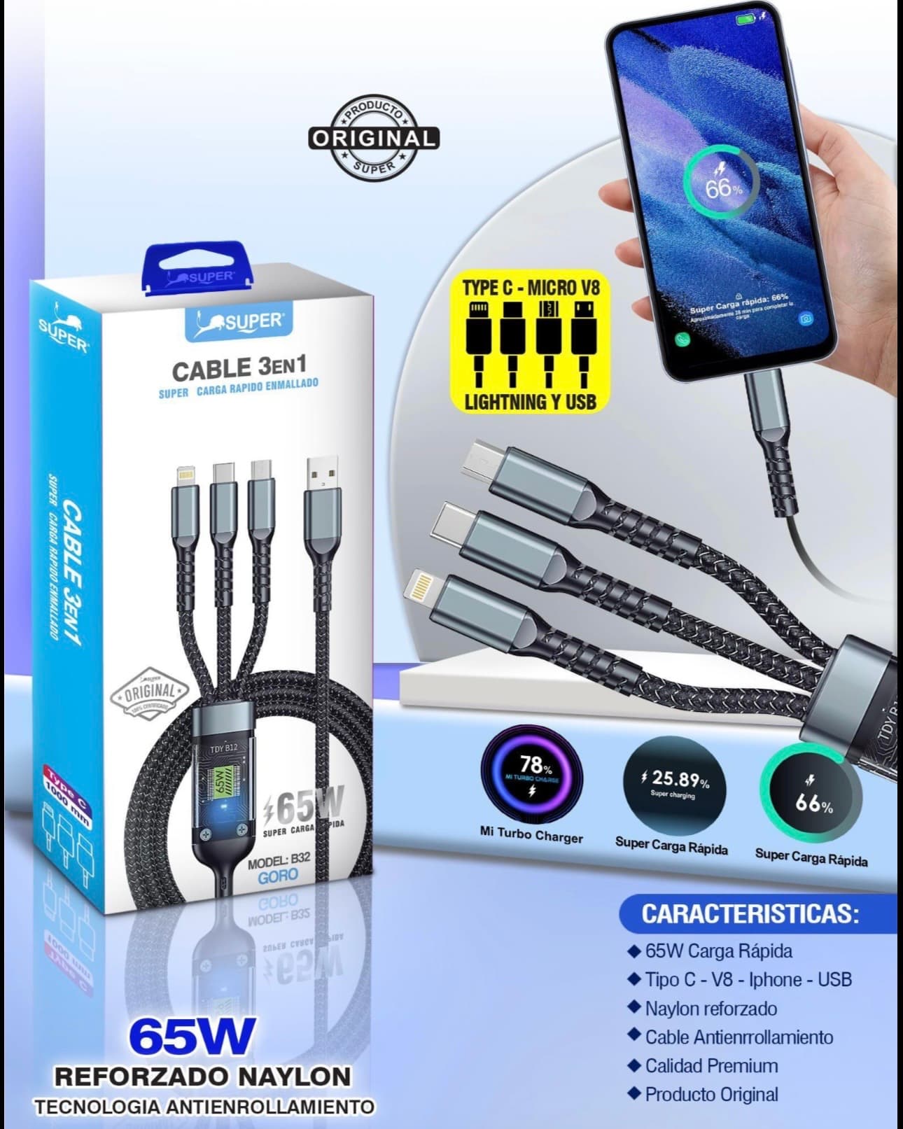 Cable de naylon reforzado 3 SUPER