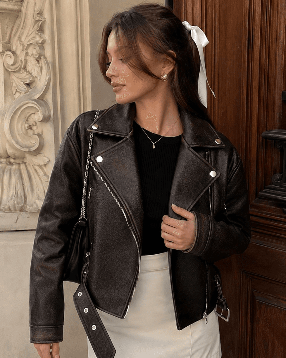 Chaqueta Eco Cuero Color Chocolate