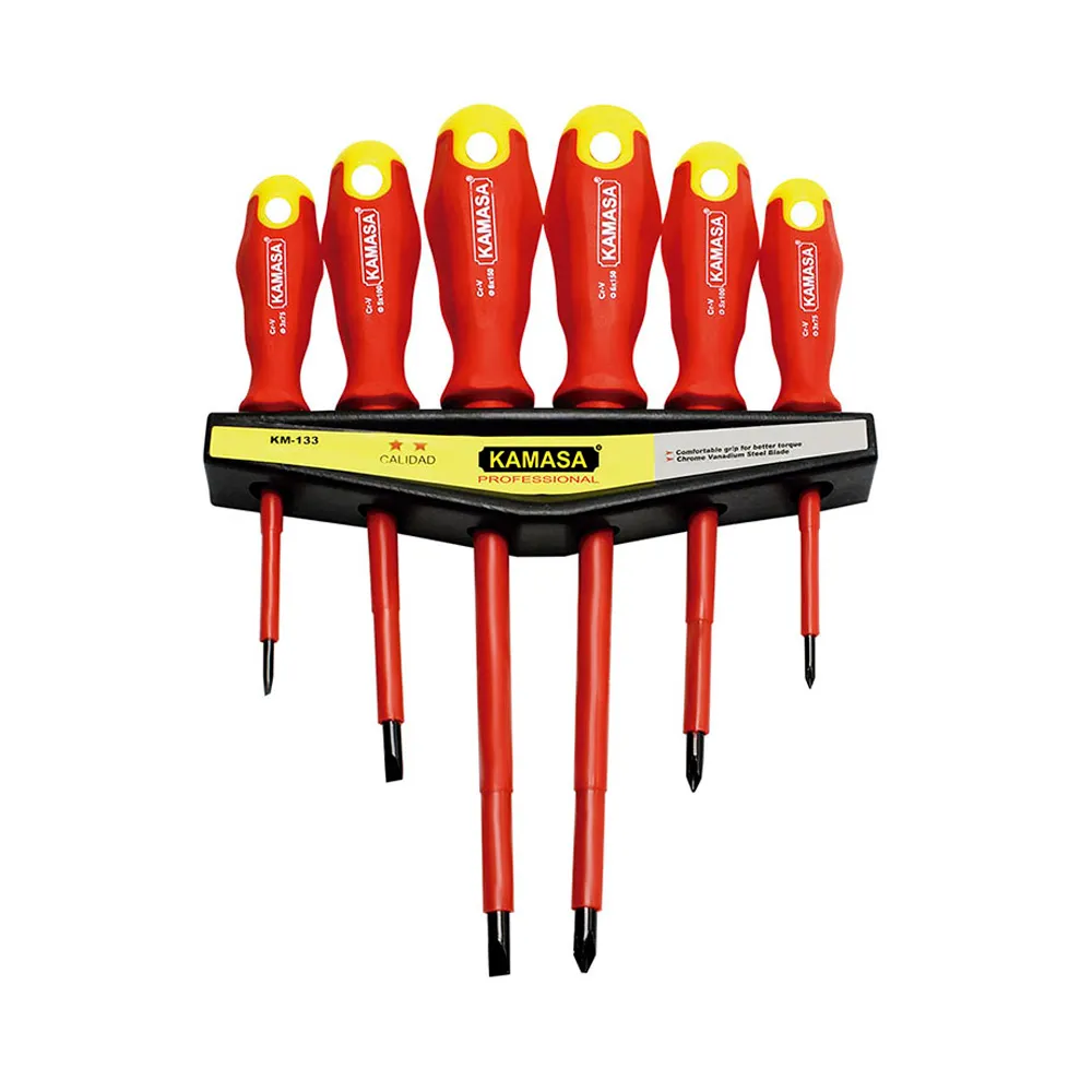 Juego de Destornilladores Dieléctricos-1000v Kamasa 6 Piezas 