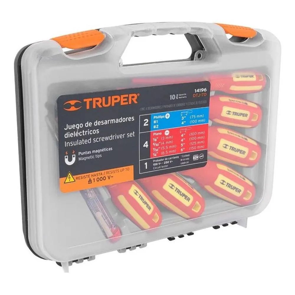 Juego Desarmadores Dieléctricos 1000v 7pz + Maletin Truper 14196