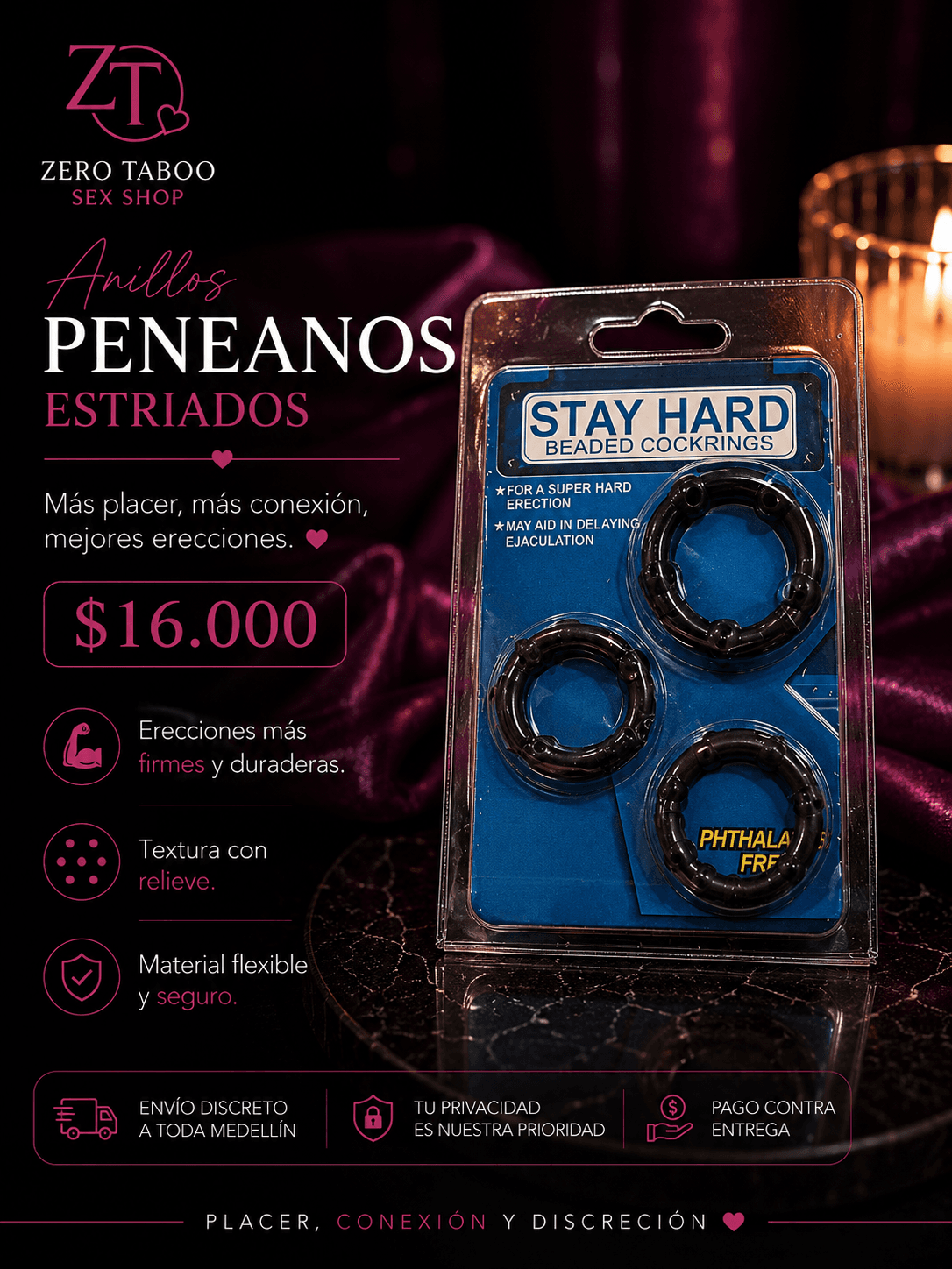 Set de Anillos Texturizados Stay Hard