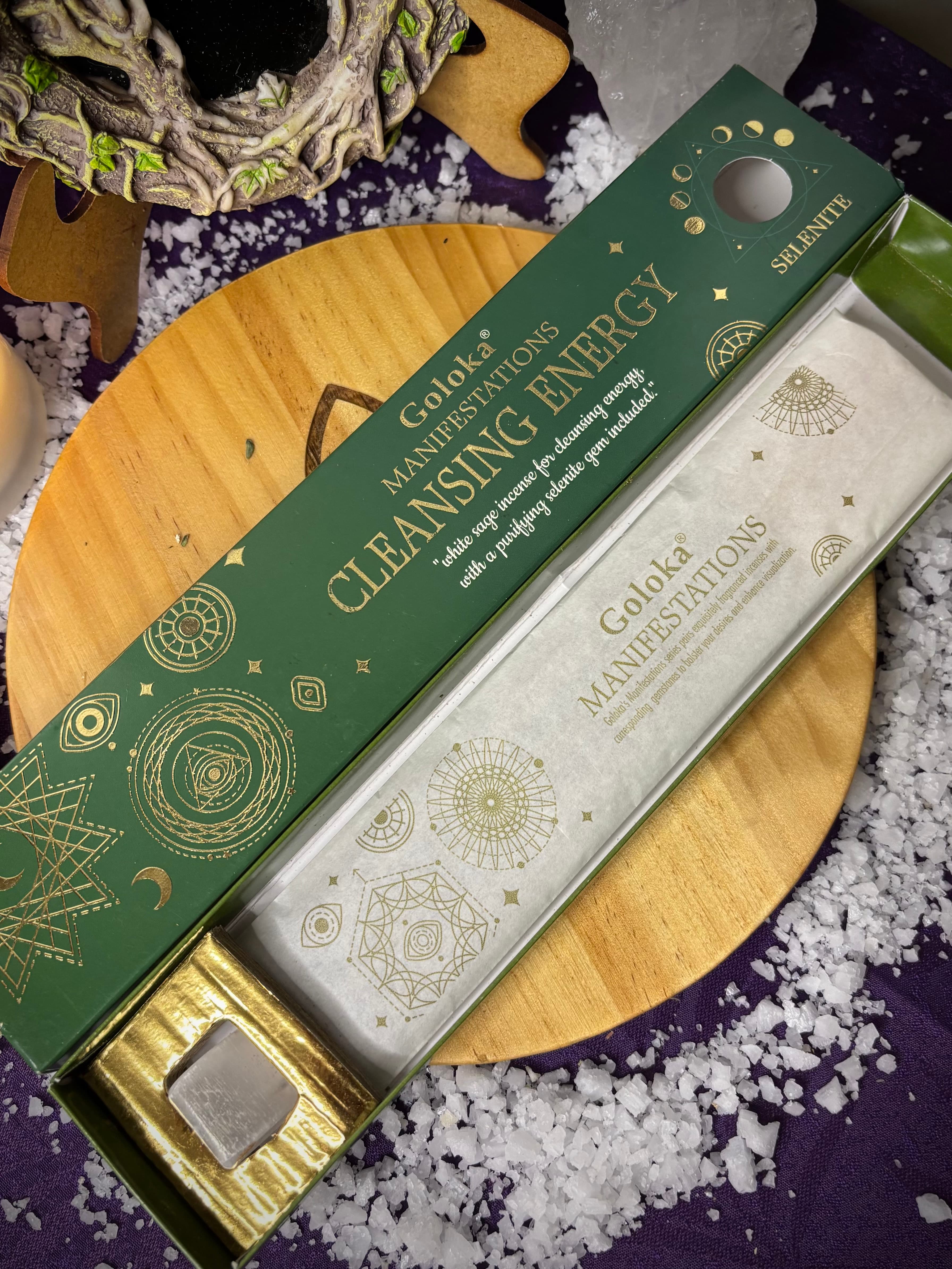 Incienso Goloka Manifestations - Cleansing Energy (Salvia Blanca y Selenita)
