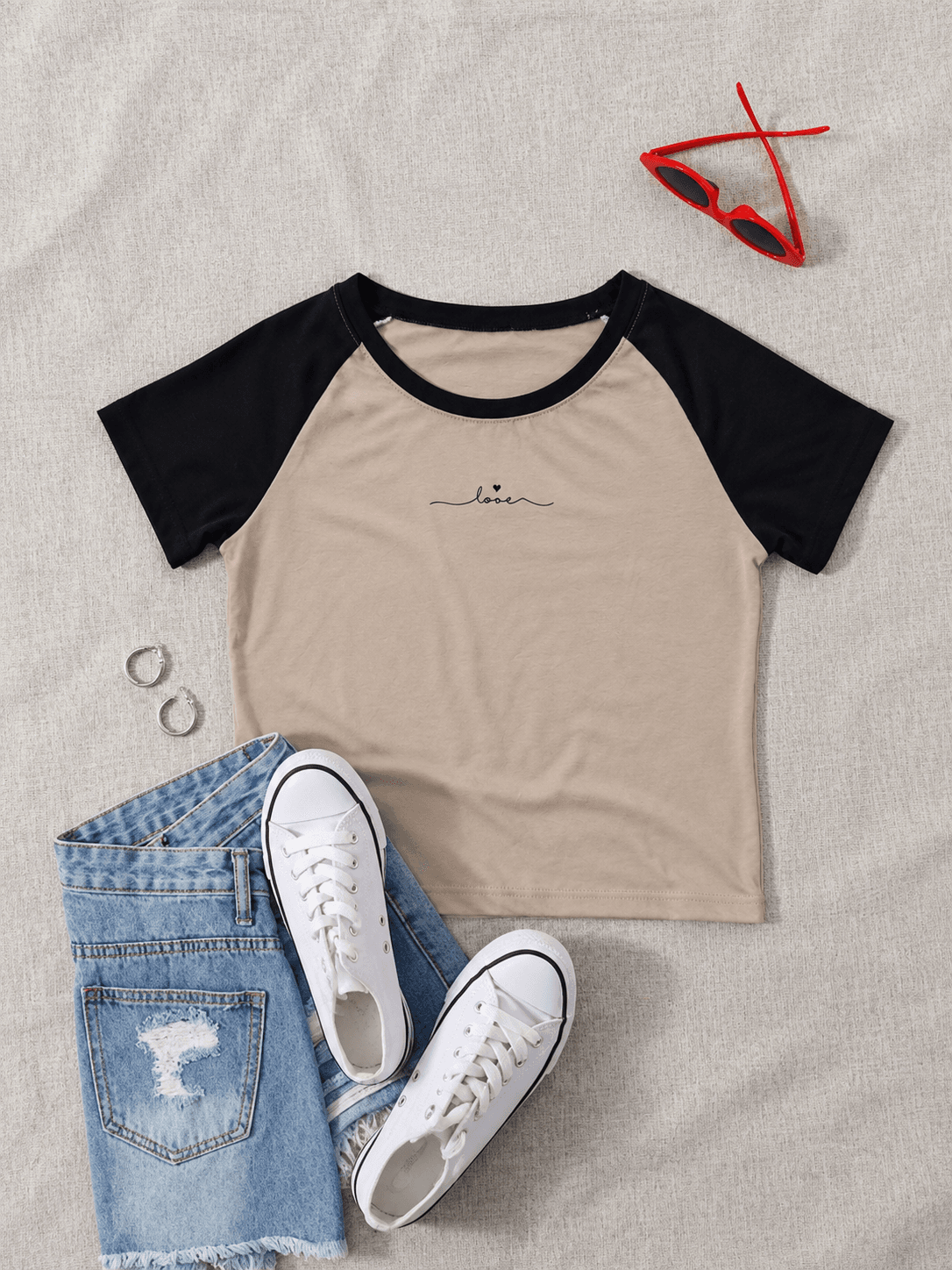 Remera combinada love 