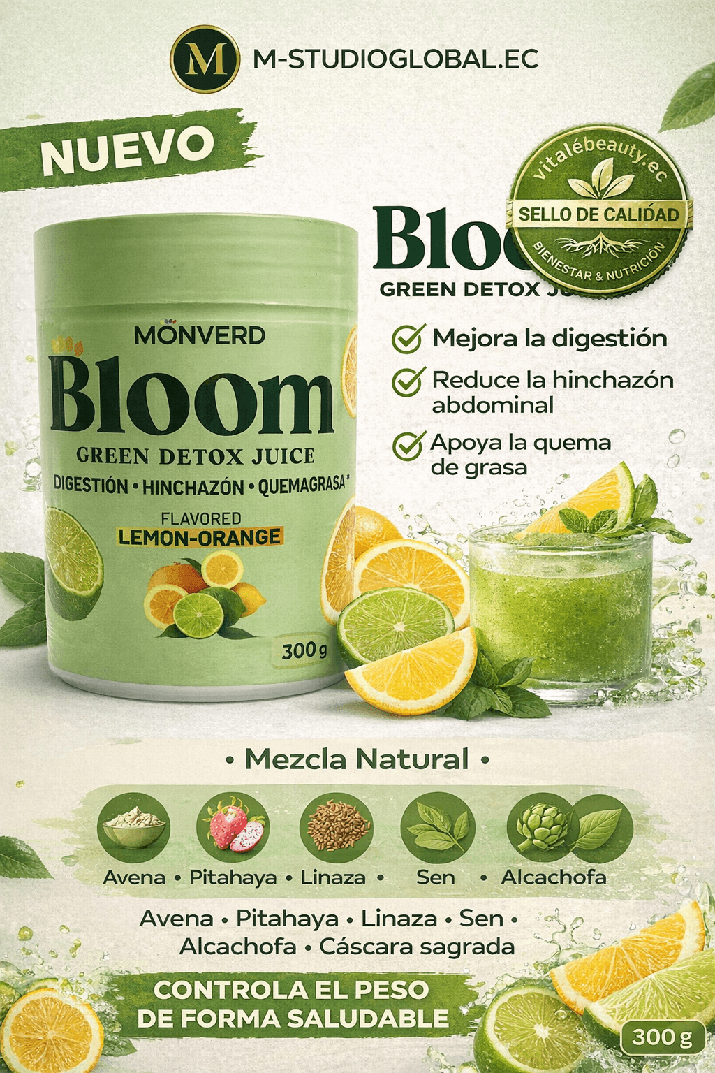 🌿BLOOM – GREEN DETOX JUICE 300 g | MONVERD