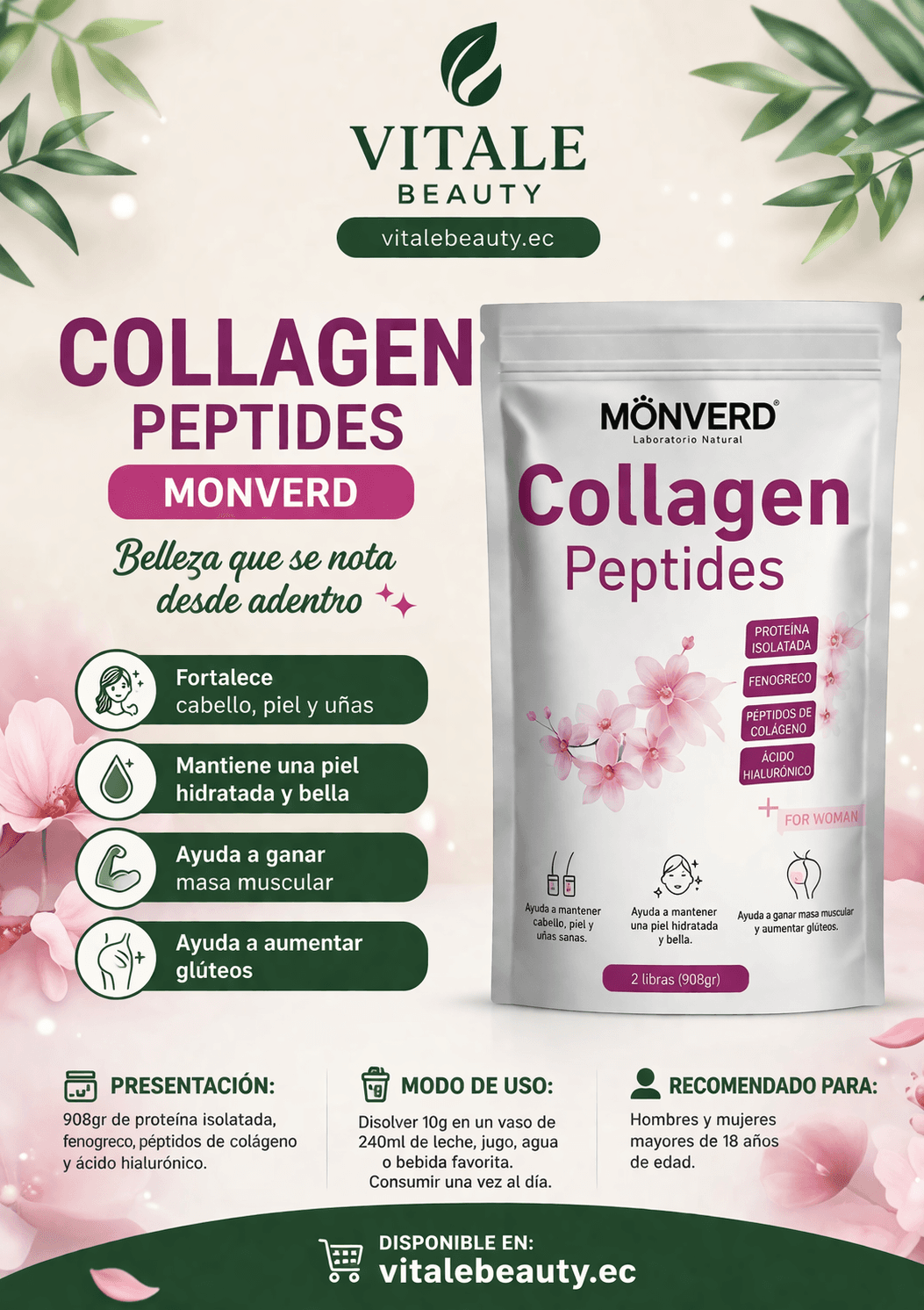 🌸 COLLAGEN PEPTIDES MONVERD 908GR