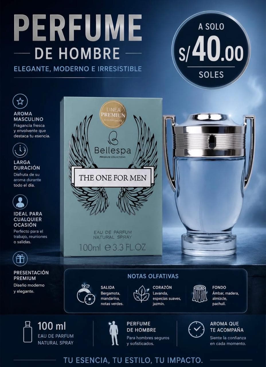 Bellesca THE ONE FOR MEN| Perfume Hombre 100ml | Inspirado Invictus Paco Rabanne