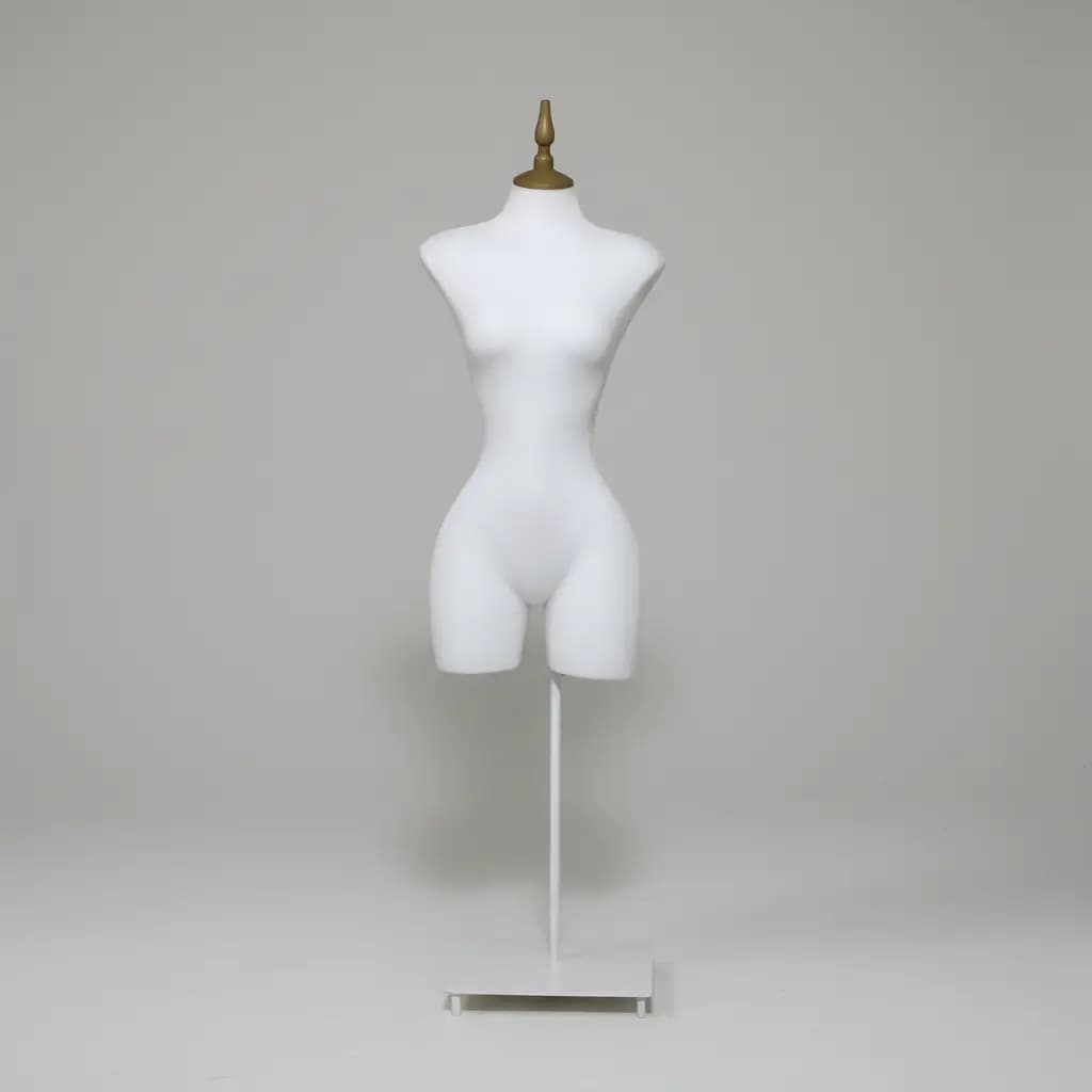 Maniquí Femenino 3/4 Tipo Buchón con Base Resistente | Negro/Blanco/Gris