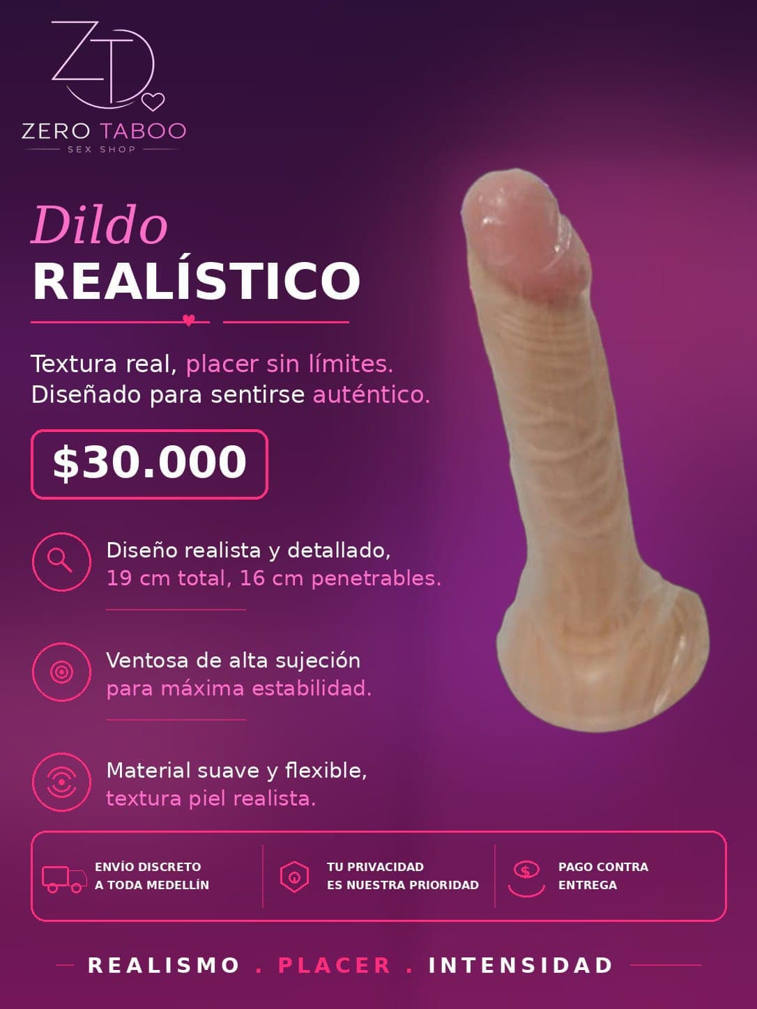Dildo Realístico con Ventosa