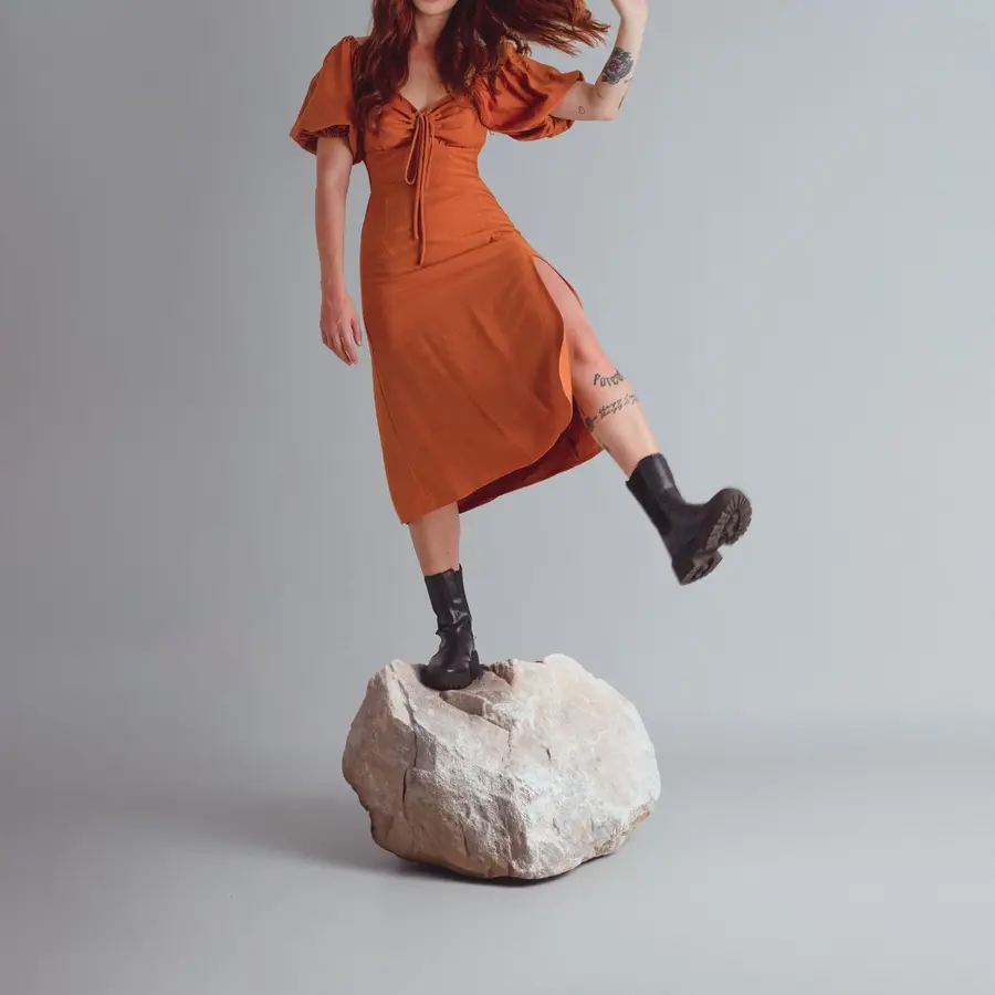 Vestido midi de lino